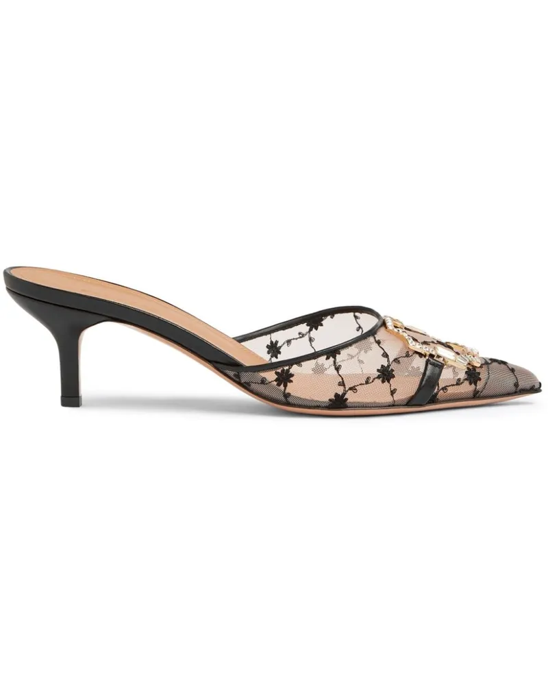 Malone Souliers Missy Mules mit Blumenstickerei 45mm Nude