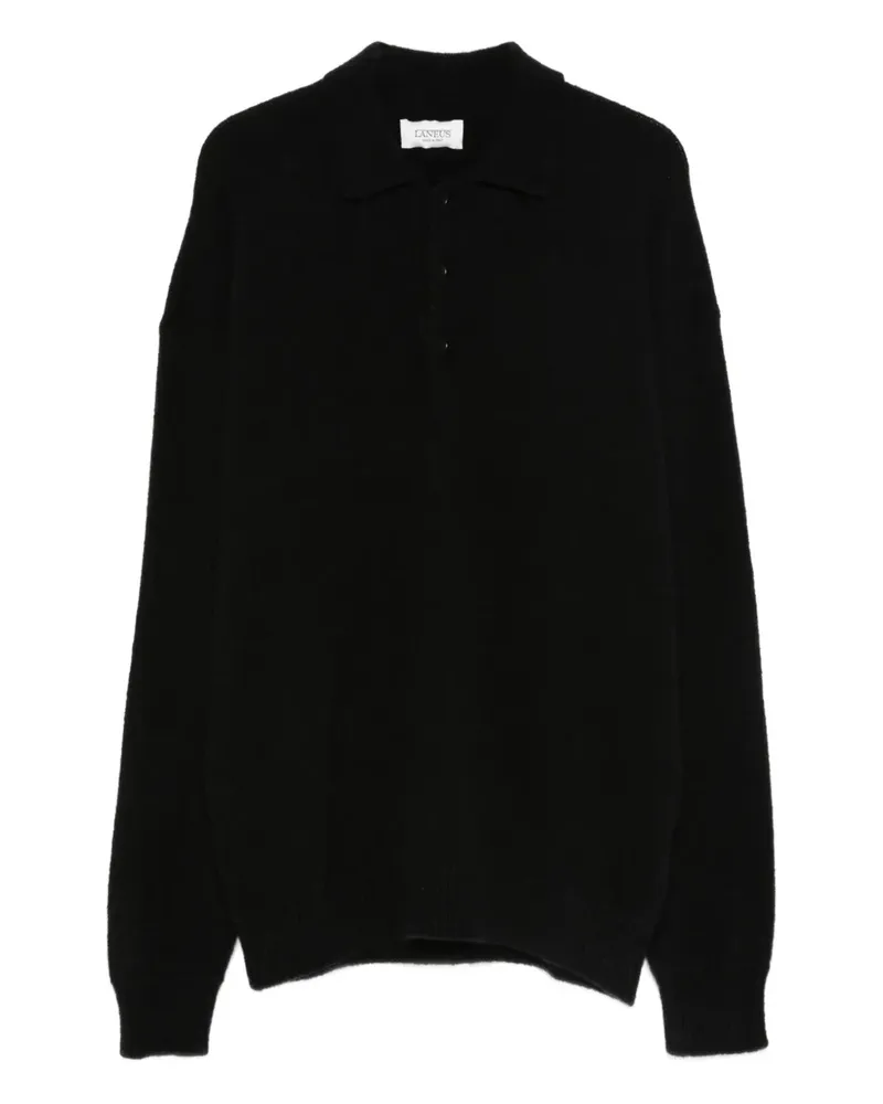 Laneus Geknöpftes F5LAMAKP018 Poloshirt - Schwarz Schwarz