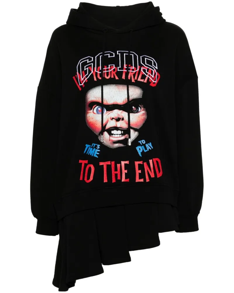 GCDS x Universal Chucky Minikleid mit Kapuze - Schwarz Schwarz