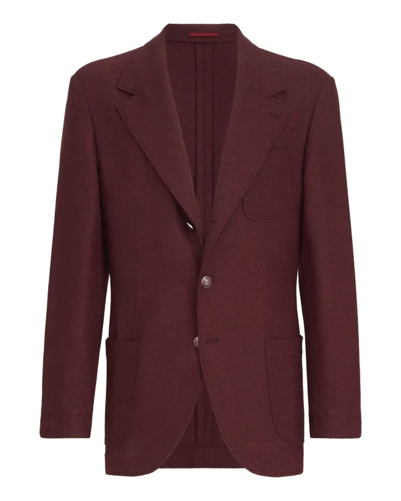 Brunello Cucinelli cashmere Panama deconstructed blazer with patch pockets and metal buttons - Rot Rot