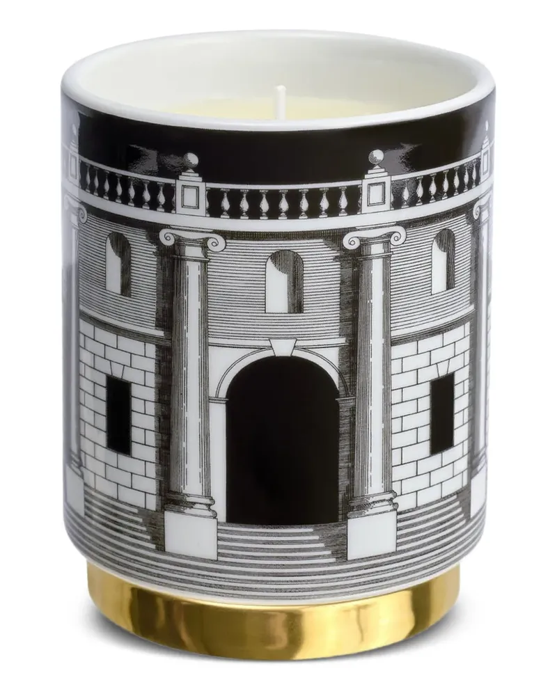 Fornasetti Kerze mit Architektur-Print (250g) - Schwarz Schwarz