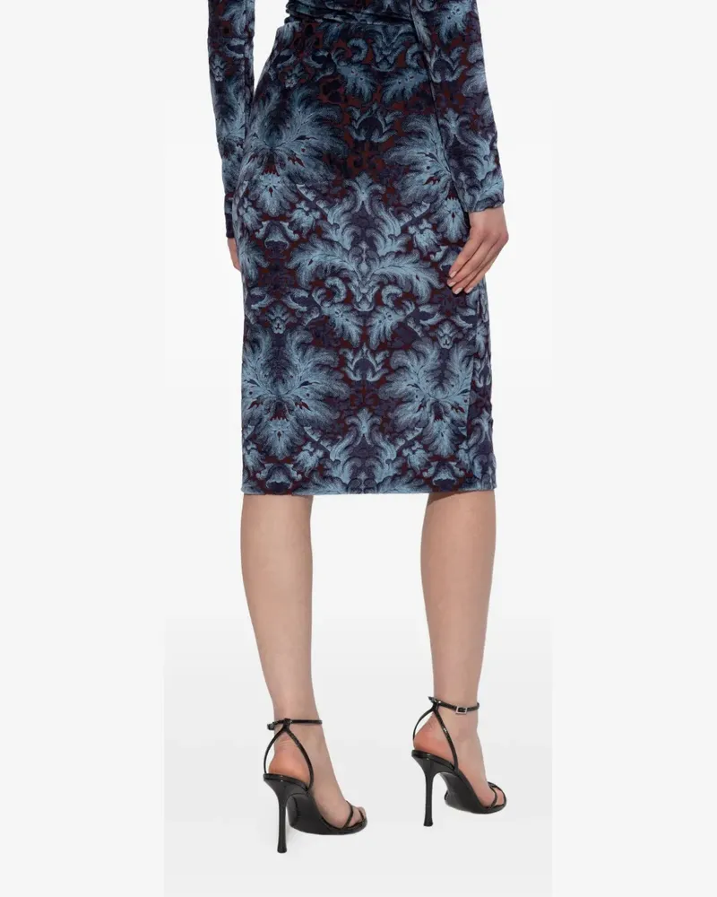Etro Samt-Midirock mit Damaszener-Muster - Blau Blau