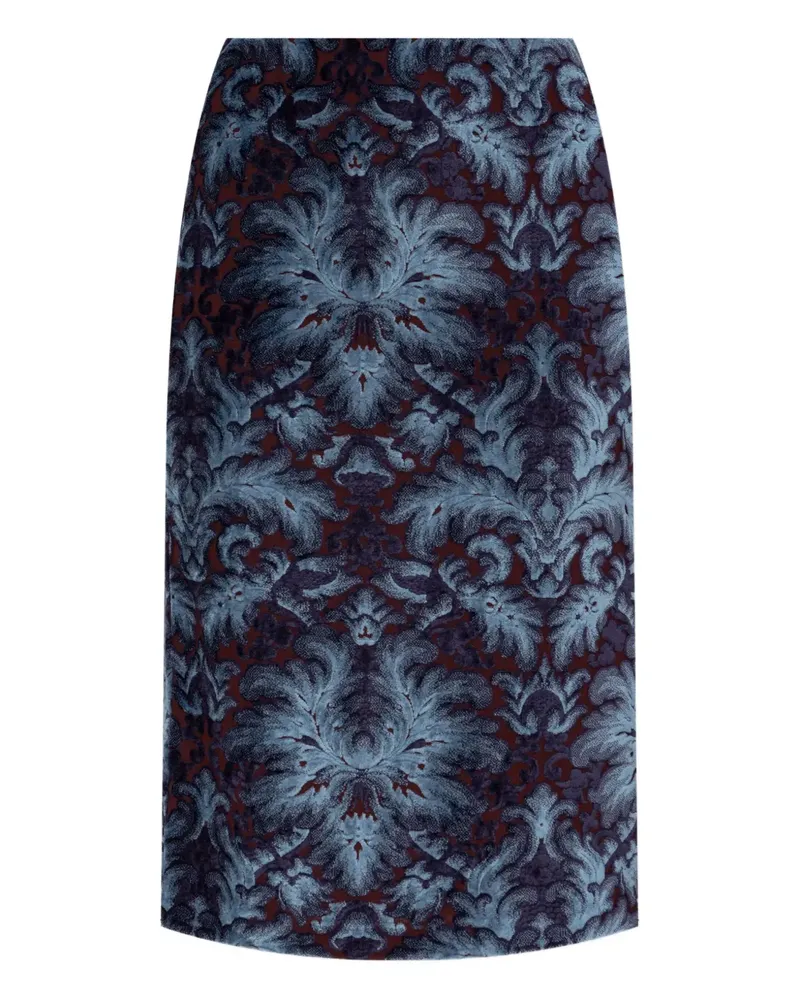 Etro Samt-Midirock mit Damaszener-Muster - Blau Blau