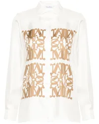 Max Mara Seidenhemd mit Logo-Print Nude