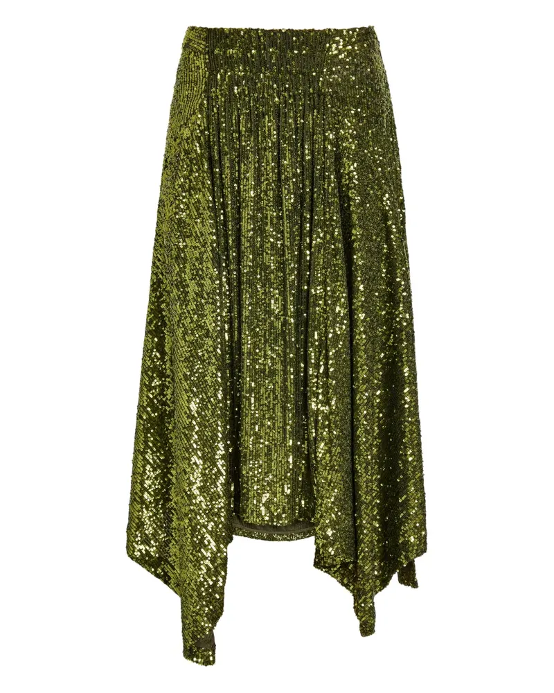 Paco Rabanne sequined midi asymmetric skirt - Grün Grün
