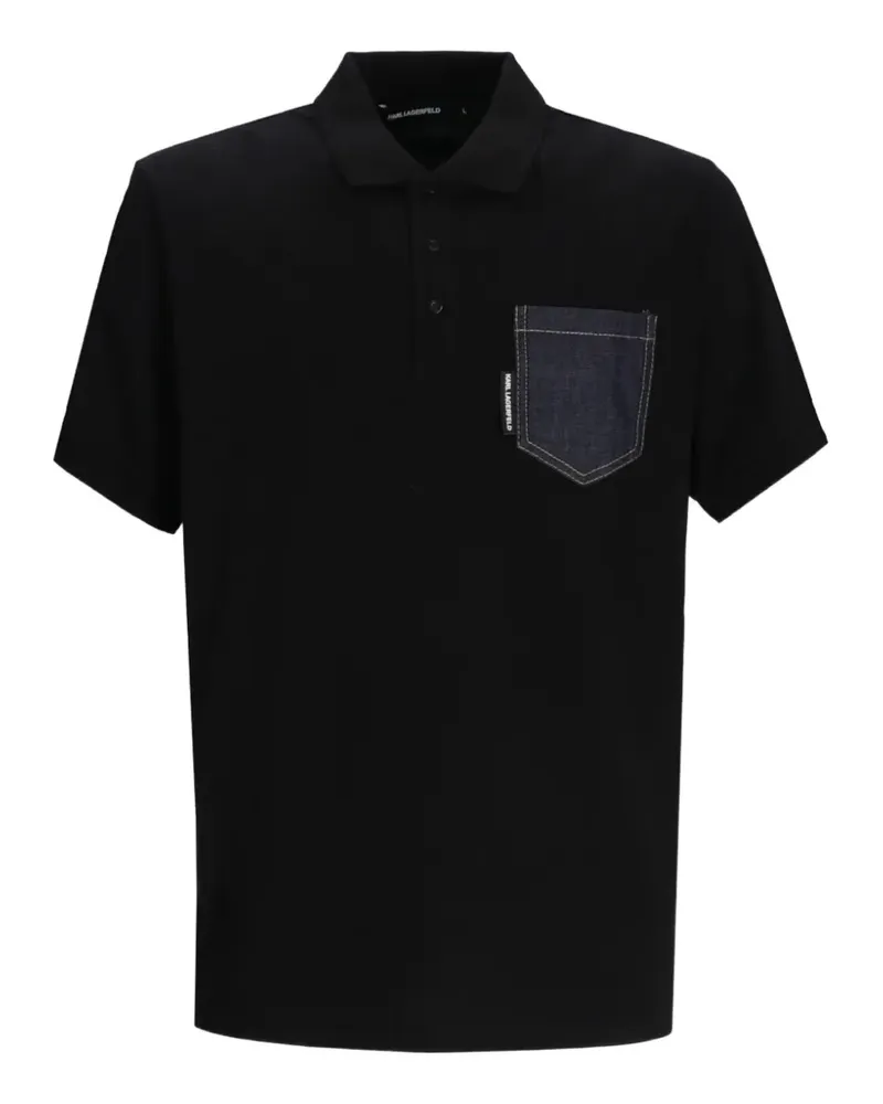 Karl Lagerfeld denim-pocket polo shirt - Schwarz Schwarz