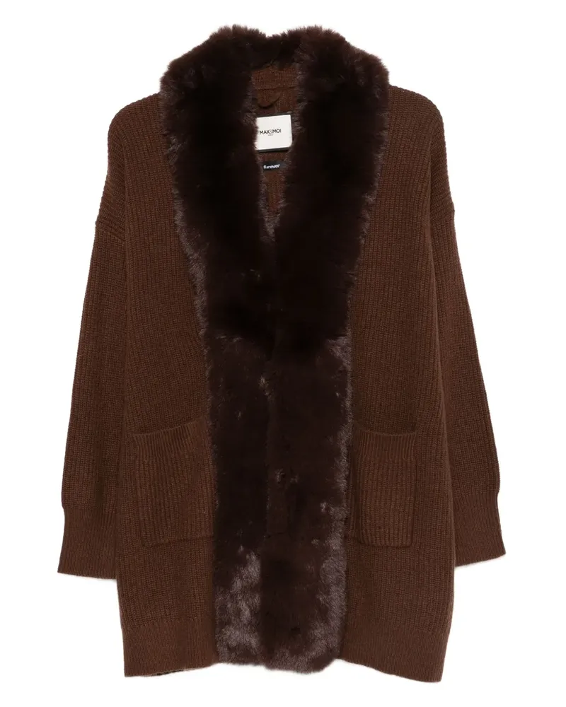 MAX&MOI Cardigan mit Faux Fur-Besatz - Braun Braun