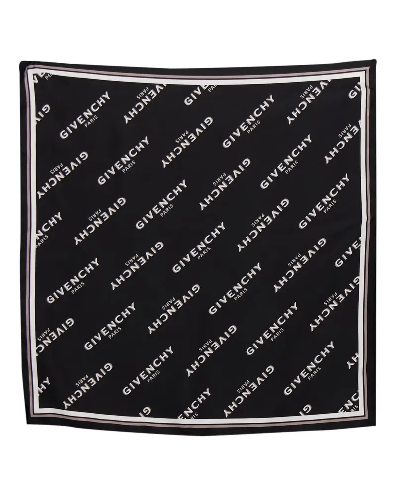 Givenchy logo-pattern silk scarf - Schwarz Schwarz