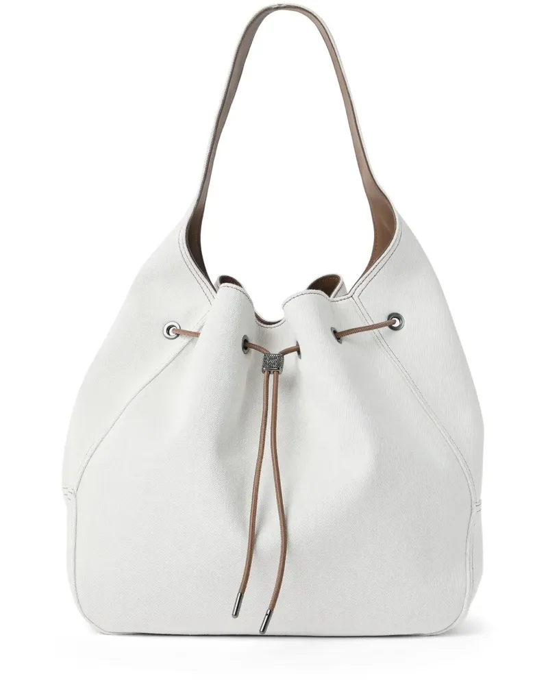 Brunello Cucinelli Handtasche aus Leder - Weiß Weiß