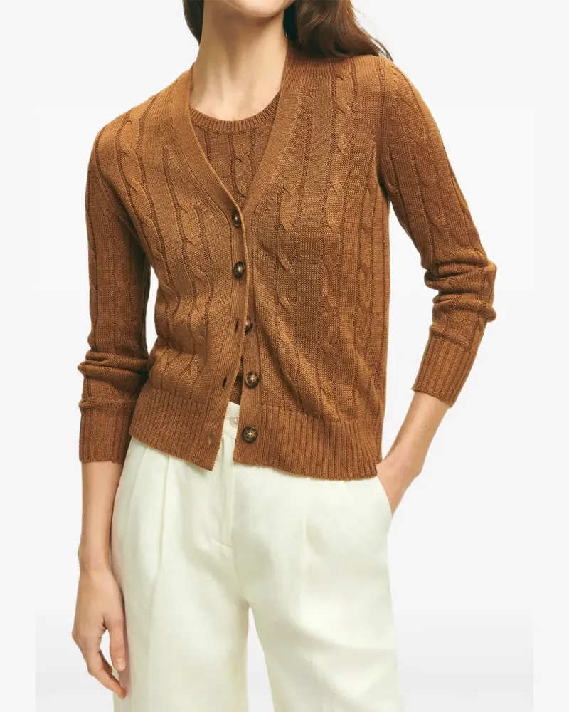 Brooks Brothers Cardigan mit Zopfmuster - Braun Braun