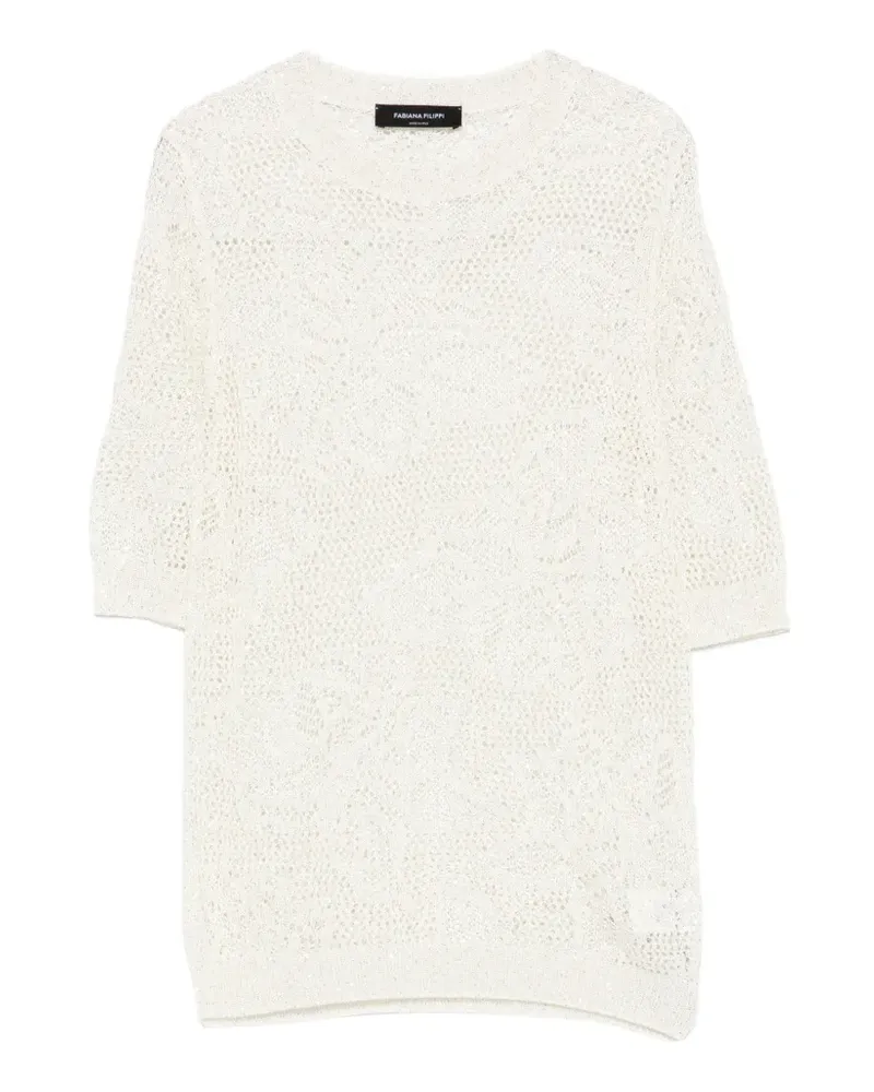 Fabiana Filippi T-Shirt mit Glitter-Optik - Nude Nude