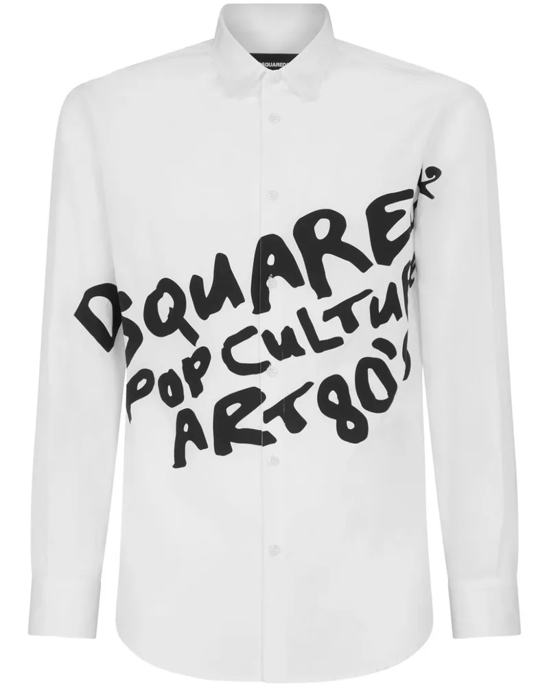 Dsquared2 Hemd mit grafischem Print Weiß