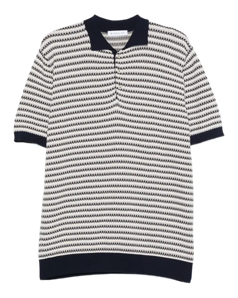 Manuel Ritz Geometrisch gemustertes Poloshirt - Blau Blau
