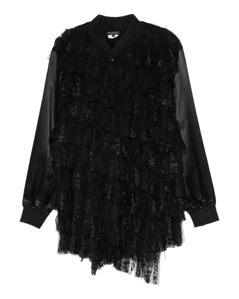 Comme des Garçons ruffled lace-panel Chester jacket - Schwarz Schwarz