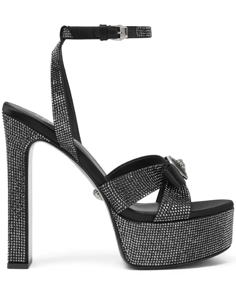 Versace Gianni Ribbon Sandalen mit Kristallen 140mm - Schwarz Schwarz