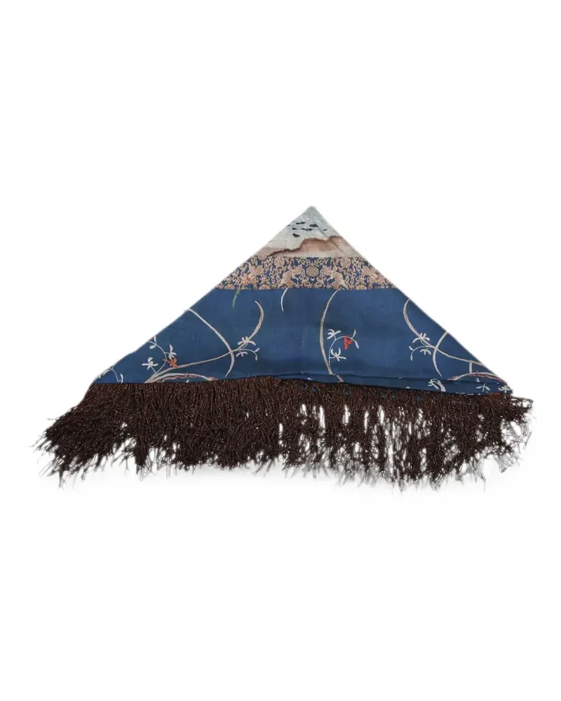 Pierre-Louis Mascia fringe-trim floral-print scarf - Blau Blau