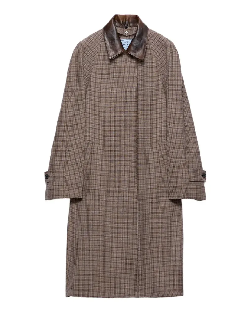 Prada single-breasted houndstooth check wool coat - Braun Braun