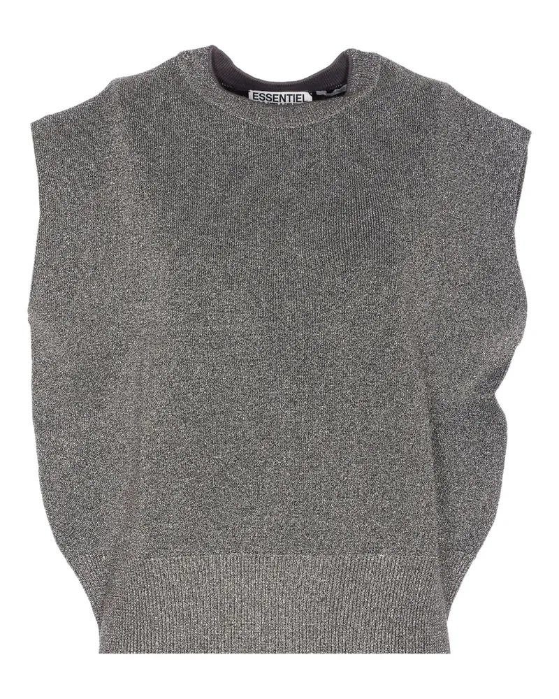 Essentiel Rundhals-Top im Metallic-Look - Grau Grau