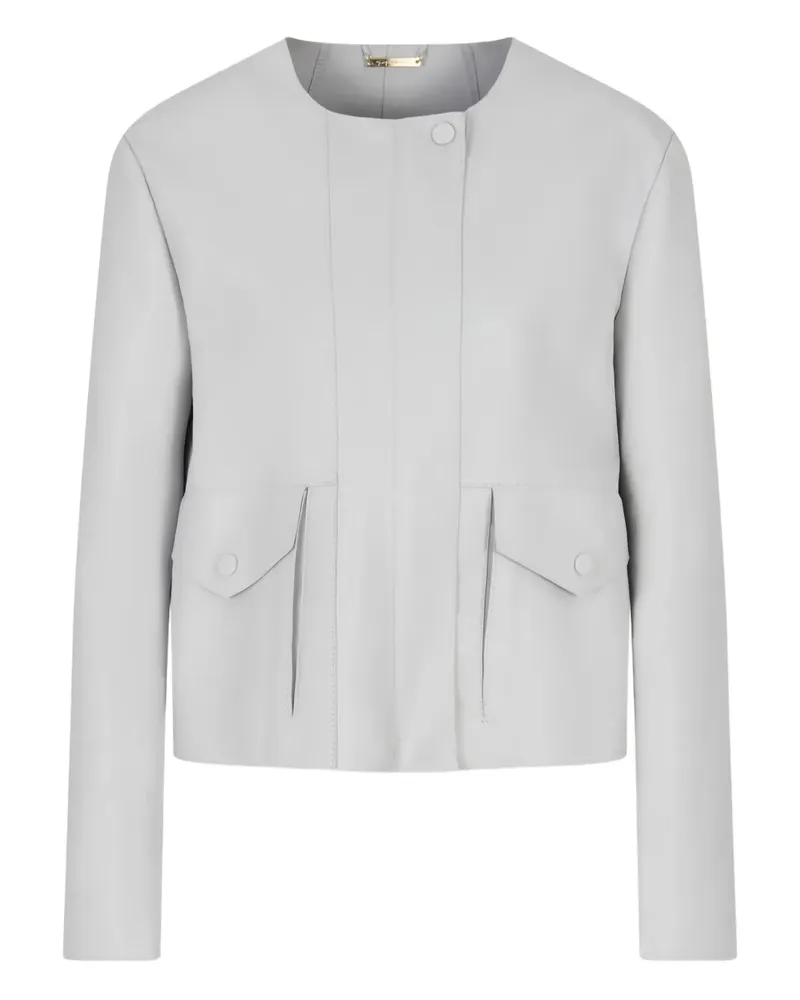 Giorgio Armani Lederjacke mit Taschen - Grau Grau