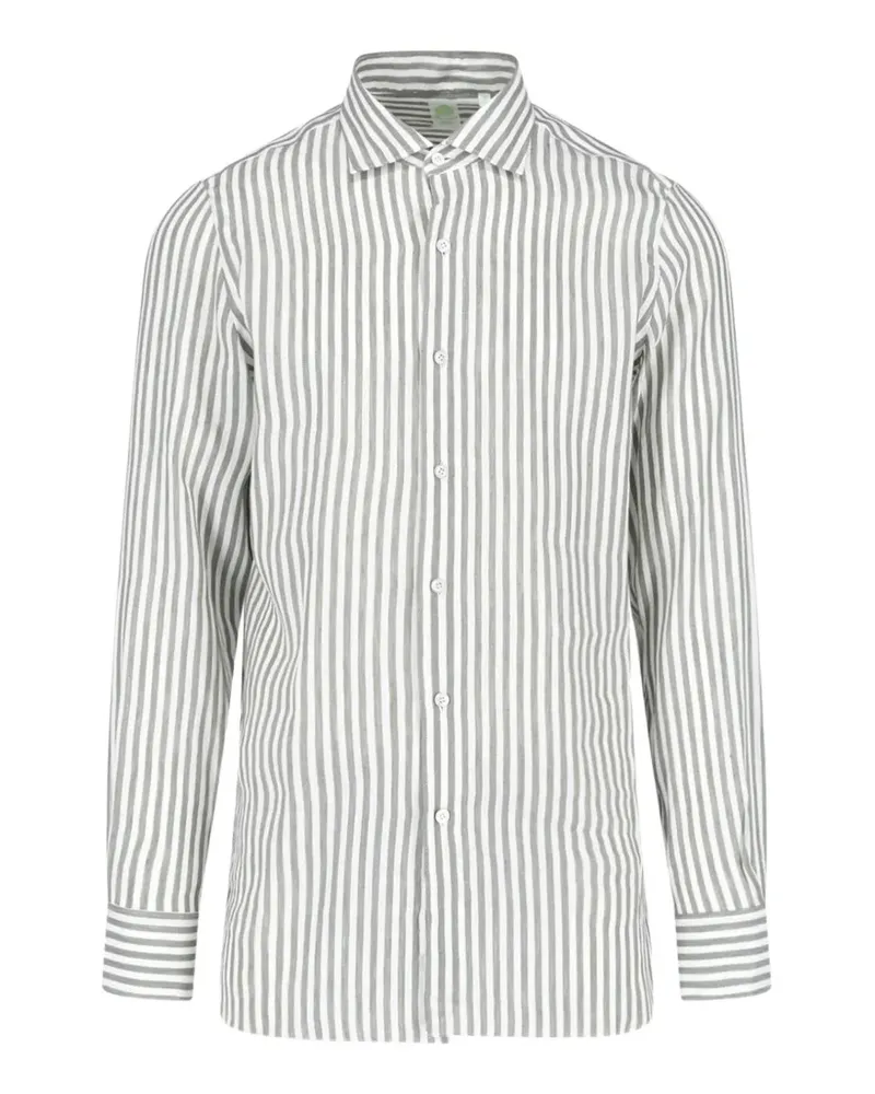 Finamore 1925 vertical-stripe long-sleeve shirt - Weiß Weiß