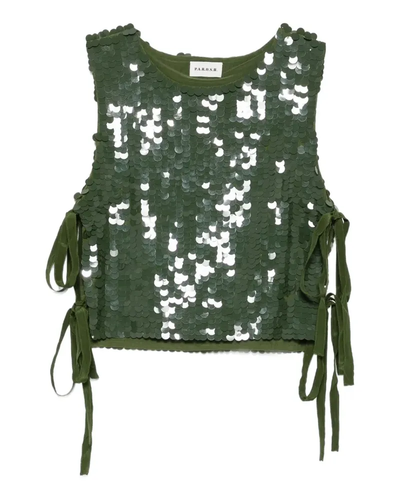 P.A.R.O.S.H. P.A.R.O H. sequin-embellished side-tie top - Grün Grün