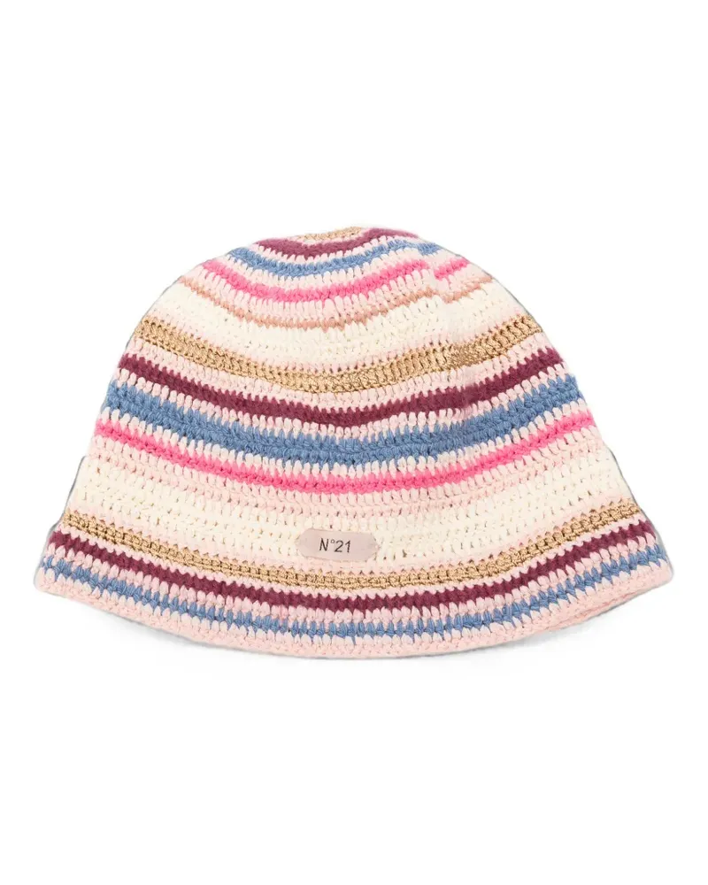 N° 21 Gestreifte Beanie - Nude Nude