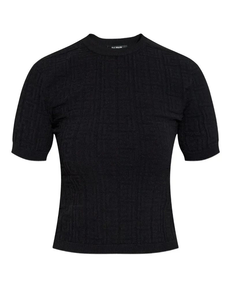 Balmain Strukturiertes T-Shirt - Schwarz Schwarz