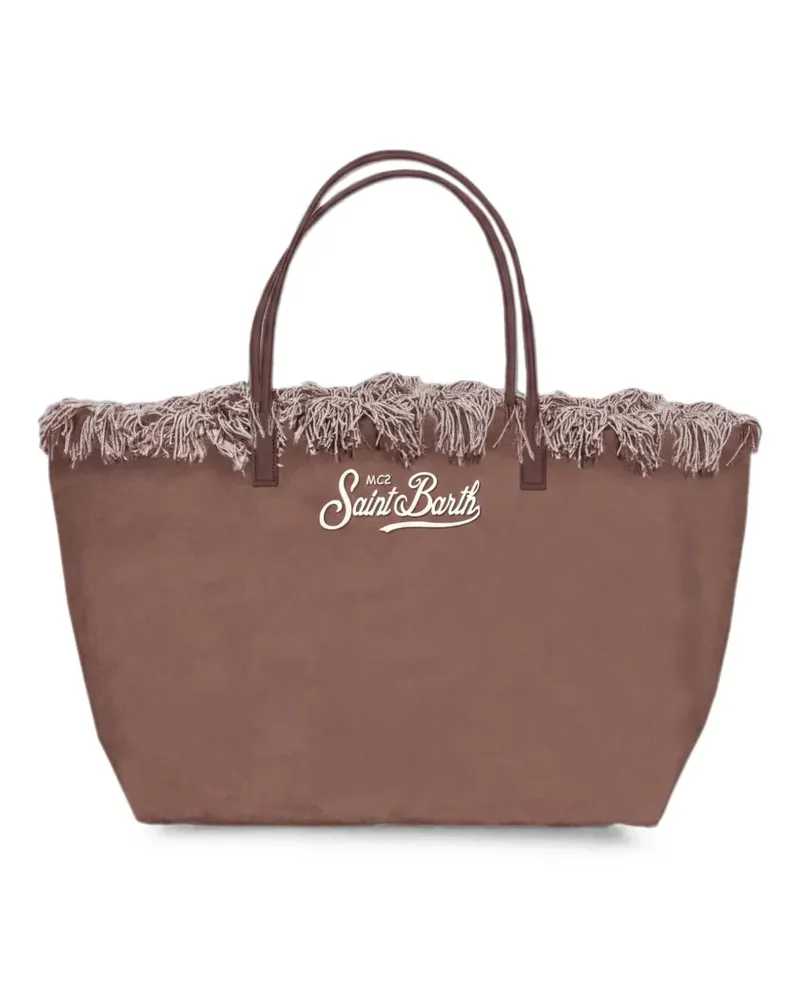 MC2 Saint Barth Bestickte City Tote Bag mit Fransenbesatz - Braun Braun