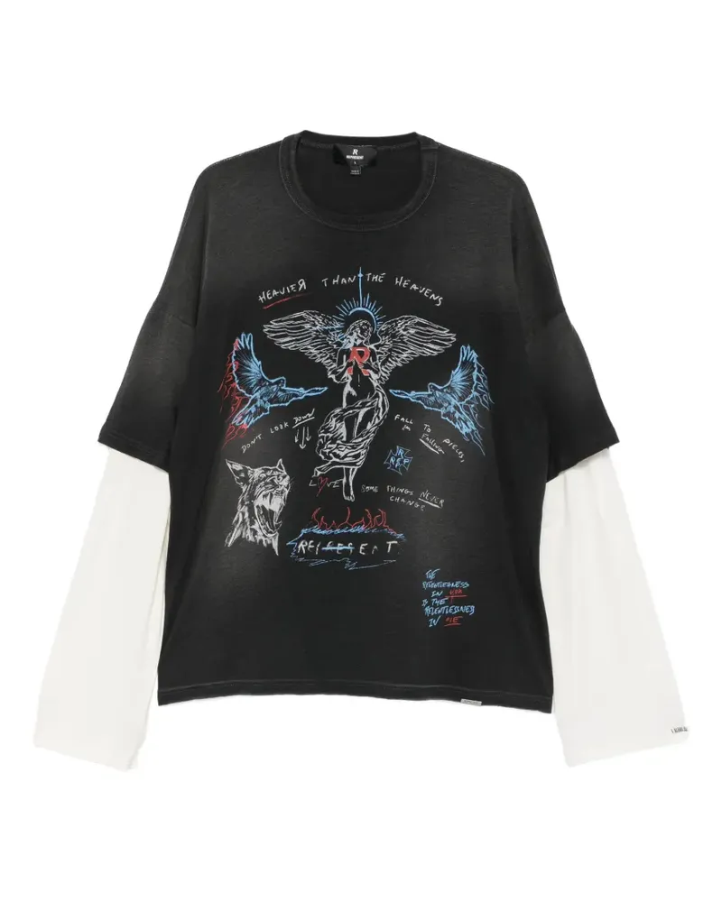 REPRESENT T-Shirt im Layering-Look mit grafischem Print - Schwarz Schwarz