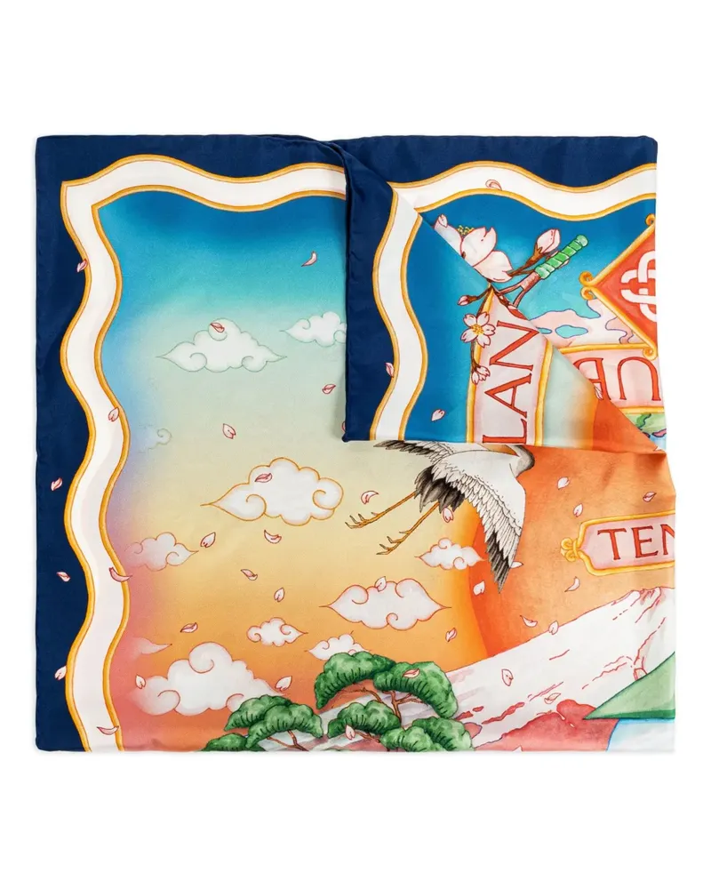 Casablanca Paris Seidenschal mit Blumen-Print - Blau Blau