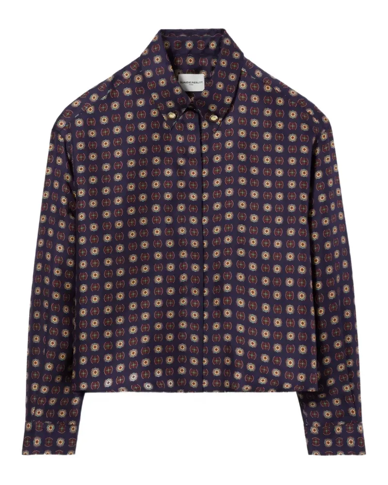 Claudie Pierlot Seidenhemd mit Print - Blau Blau
