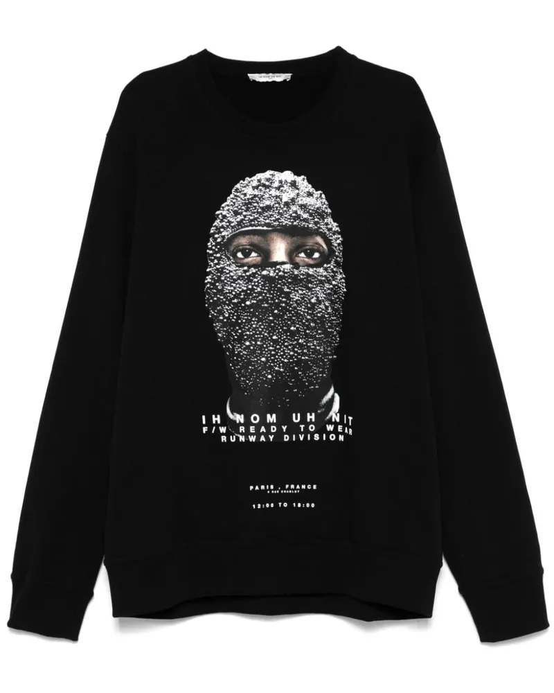 IH NOM UH NIT Pullover mit Black Mask-Print Schwarz