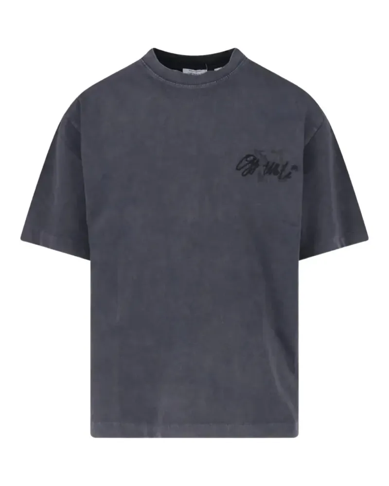 OFF-WHITE T-Shirt mit Logo-Stickerei - Grau Grau