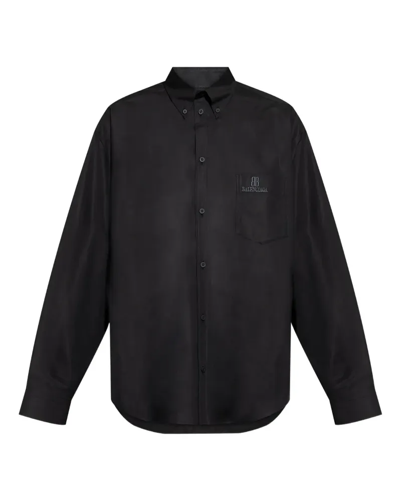 Balenciaga Hemd mit Logo-Stickerei - Schwarz Schwarz
