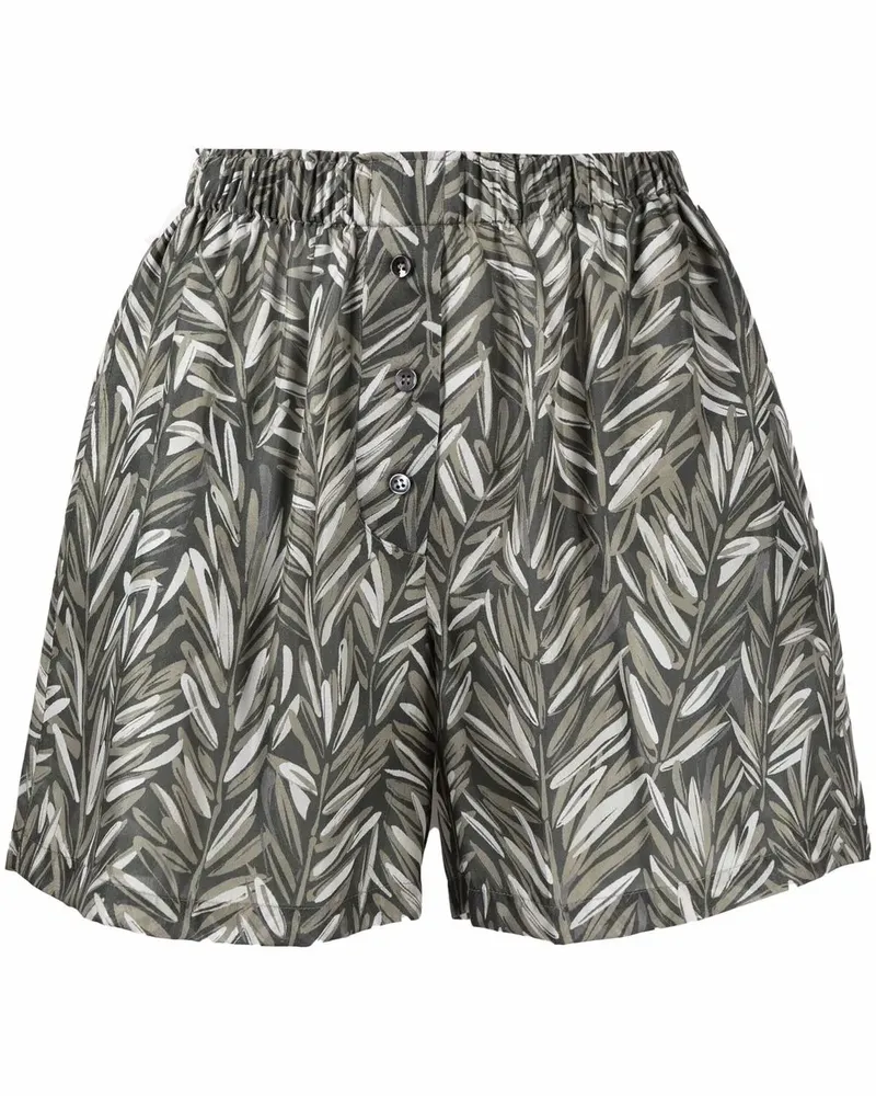 Brunello Cucinelli Shorts mit Blatt-Print - Grün Grün