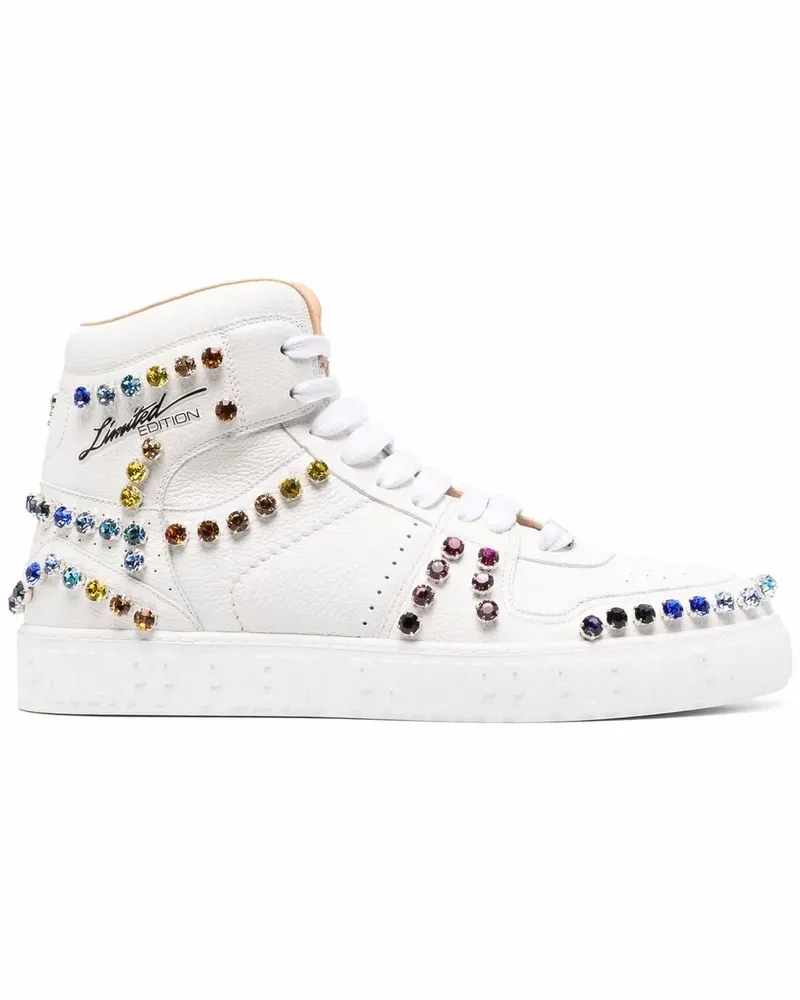 Philipp Plein High-Top-Sneakers mit Kristallen - Weiß Weiß