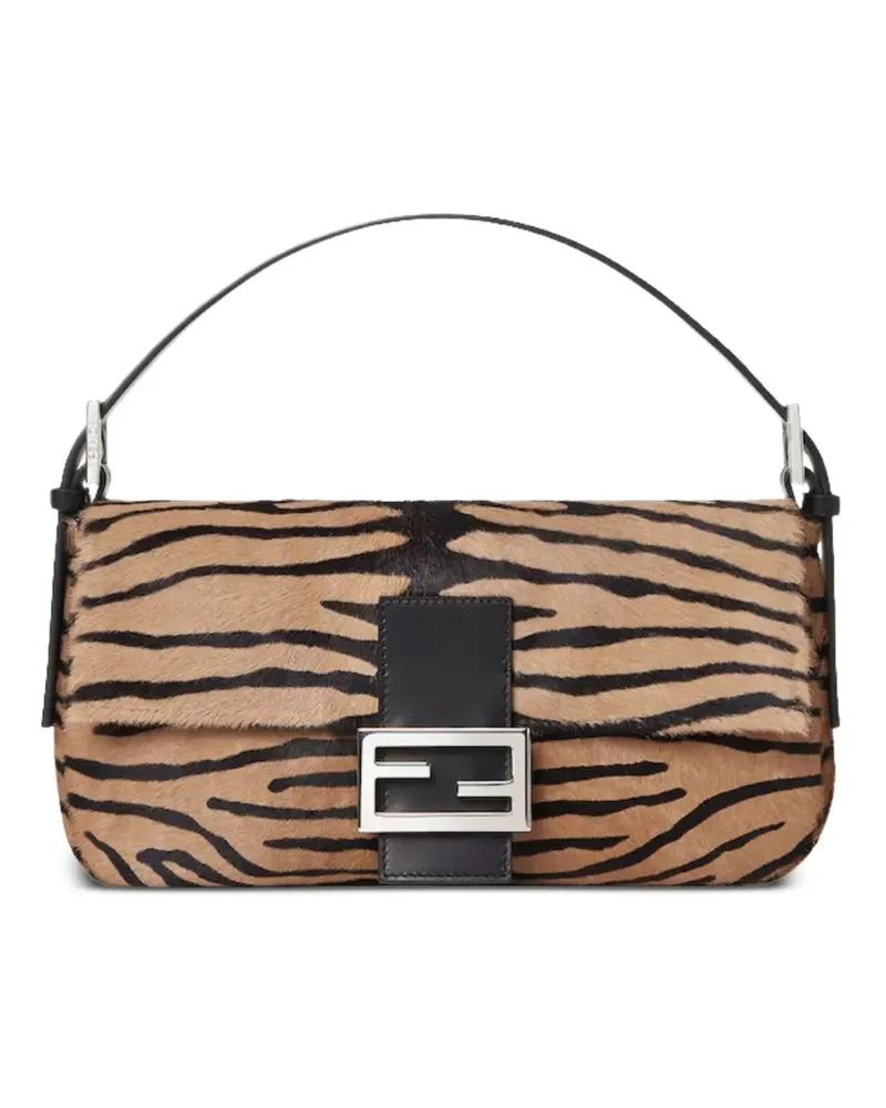 Fendi Baguette Schultertasche mit Tiger-Print - Nude Nude