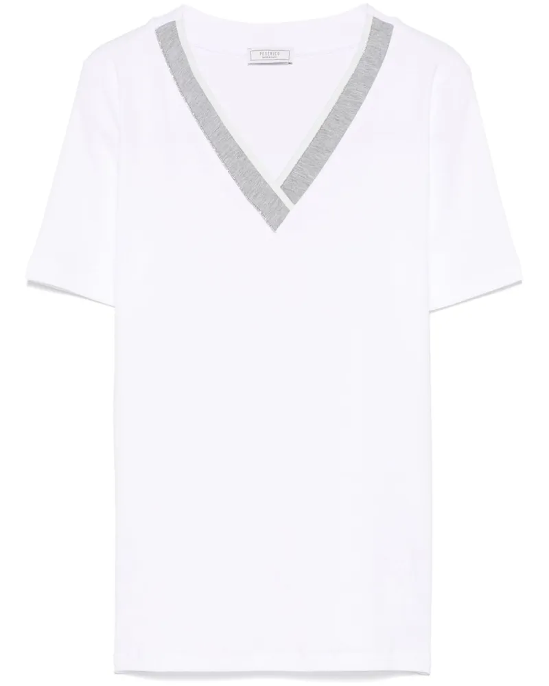 Peserico T-Shirt mit Kontrastkragen - Weiß Weiß