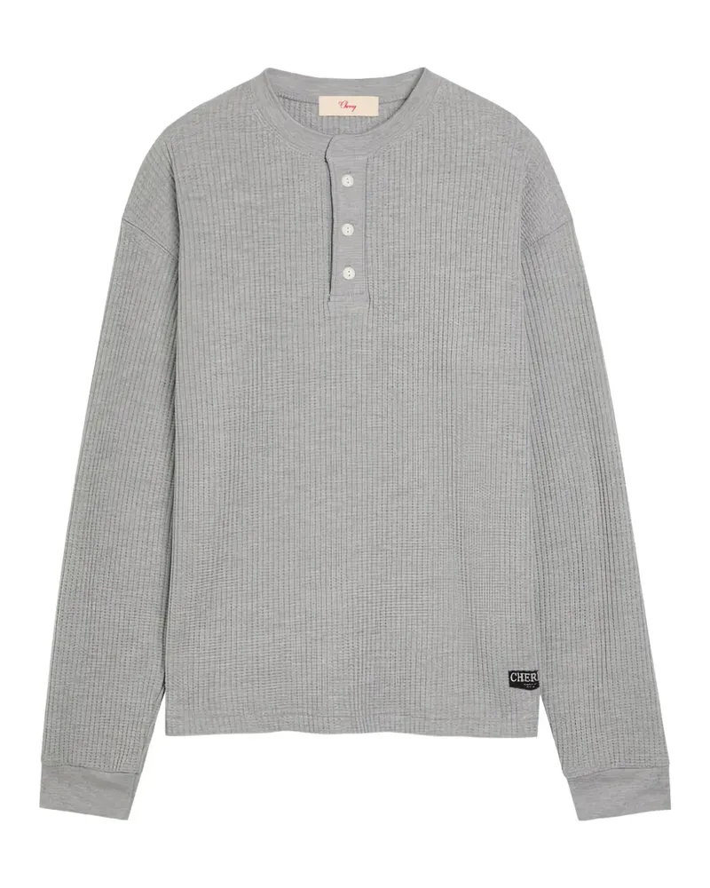 CHERRY LA T-Shirt mit Waffelstrick-Muster - Grau Grau