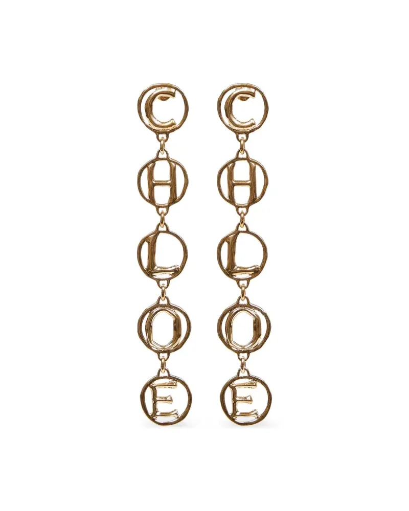 Chloé hammered-texture letters earrings - Gold Gold