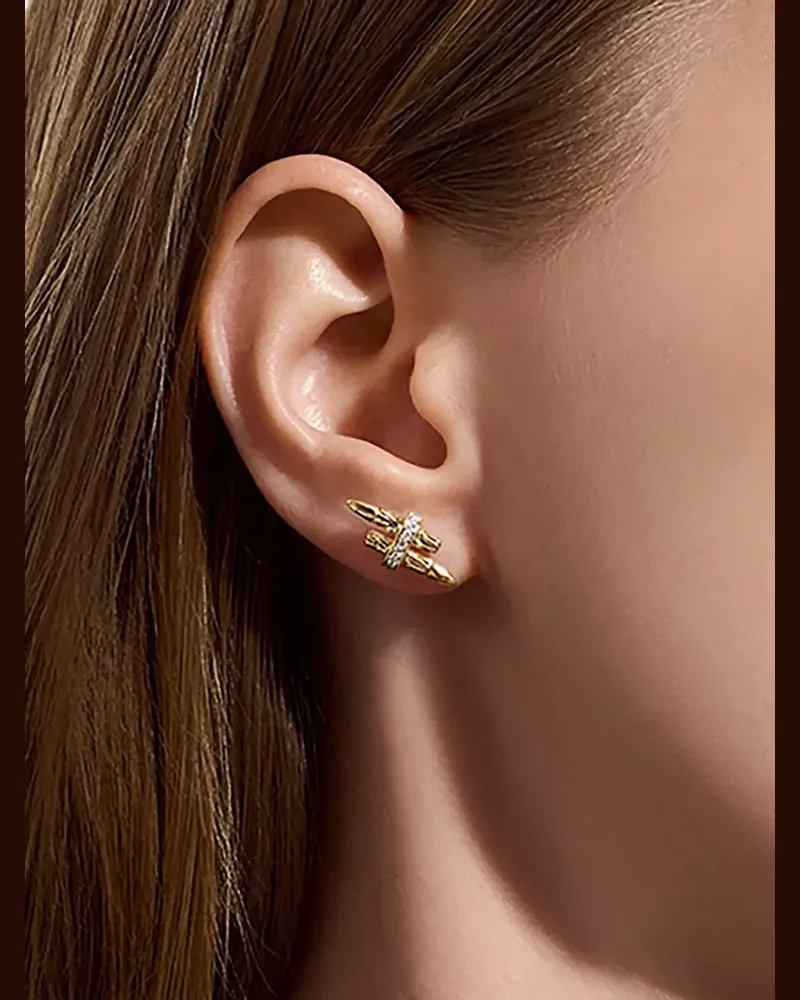 John Hardy 14K yellow gold diamond earrings Gold