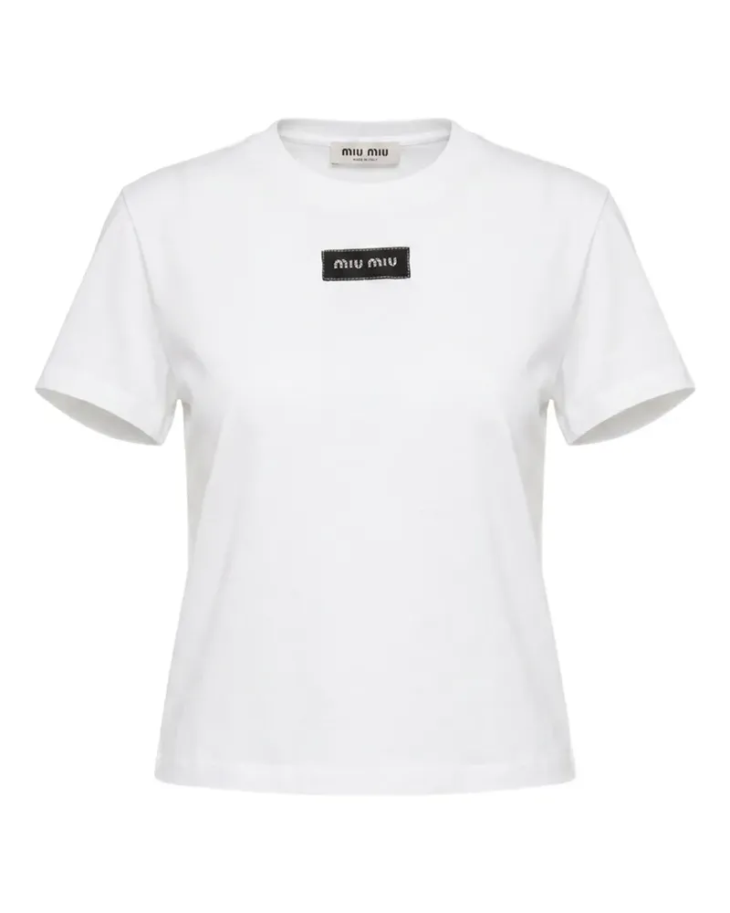 Miu Miu logo-patch T-shirt - Weiß Weiß
