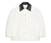 Jeansjacke mit Lederkragen - Weiß