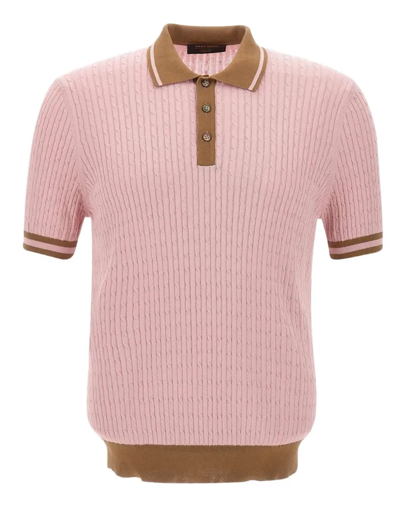Gran Sasso Poloshirt mit Zopfmuster - Rosa Rosa