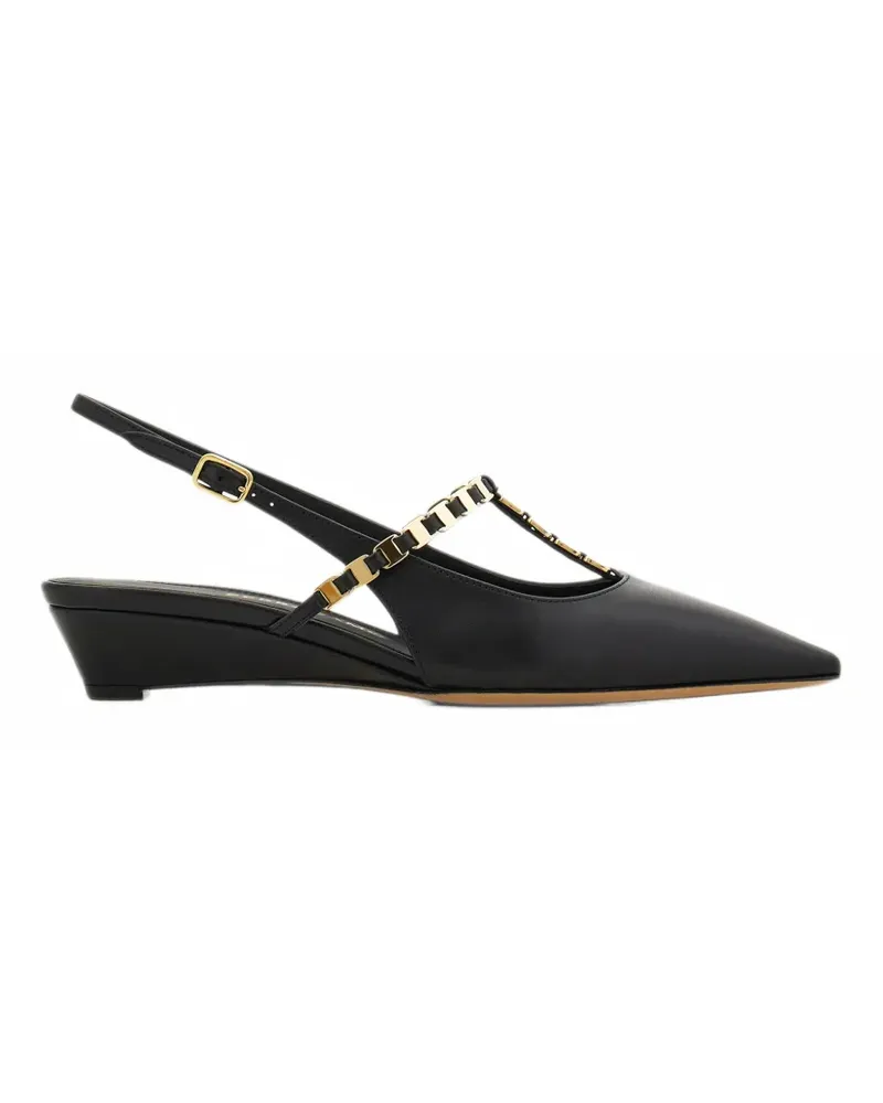 Ferragamo Vara Slingback-Mules mit Kette - Schwarz Schwarz