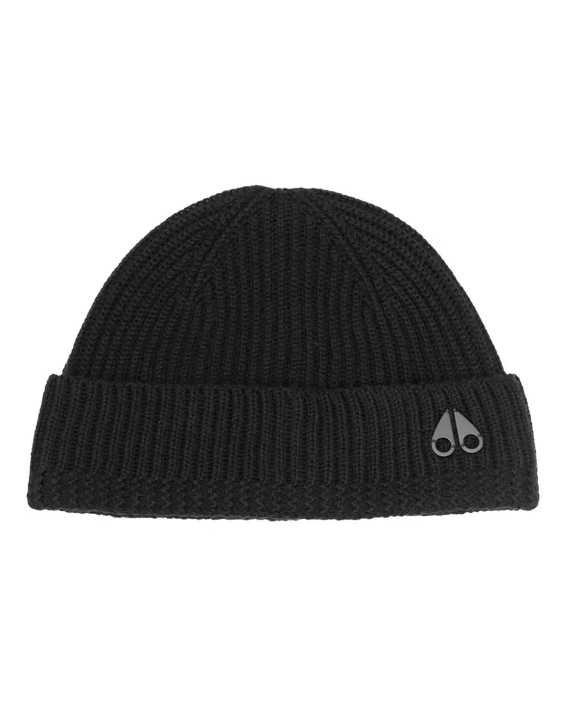 Moose Knuckles Gerippte Beanie - Schwarz Schwarz