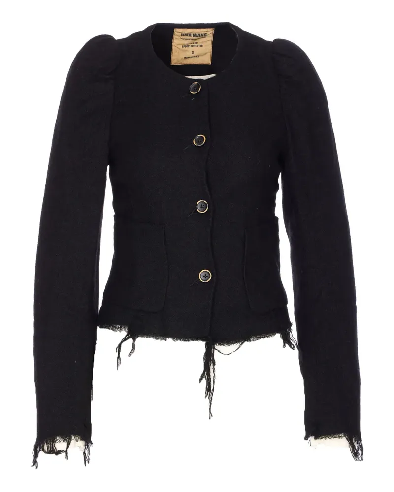 Uma Wang Puffärmel-Jacke mit ausgefranstem Saum - Schwarz Schwarz