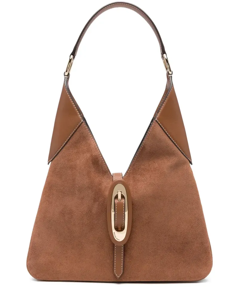 Michael Kors suede buckled shoulder bag - Nude Nude
