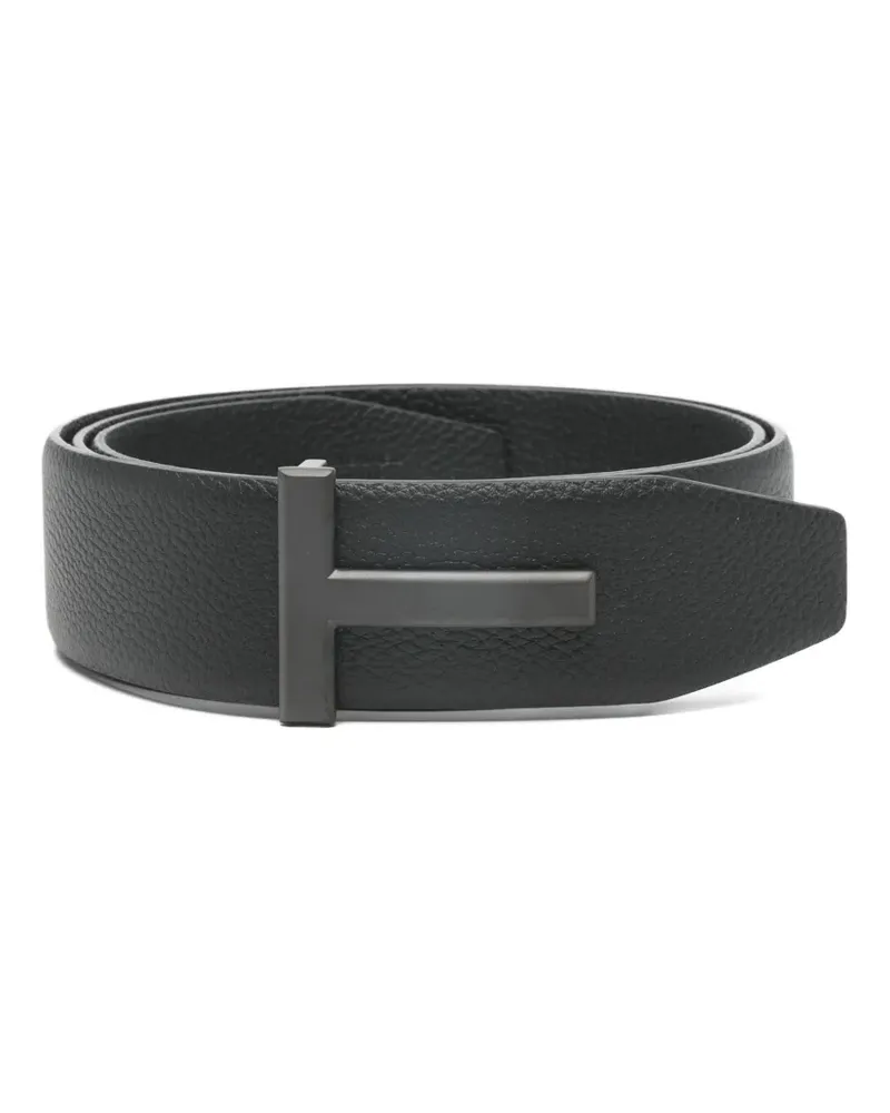 Tom Ford grained-leather logo-buckle belt - Schwarz Schwarz