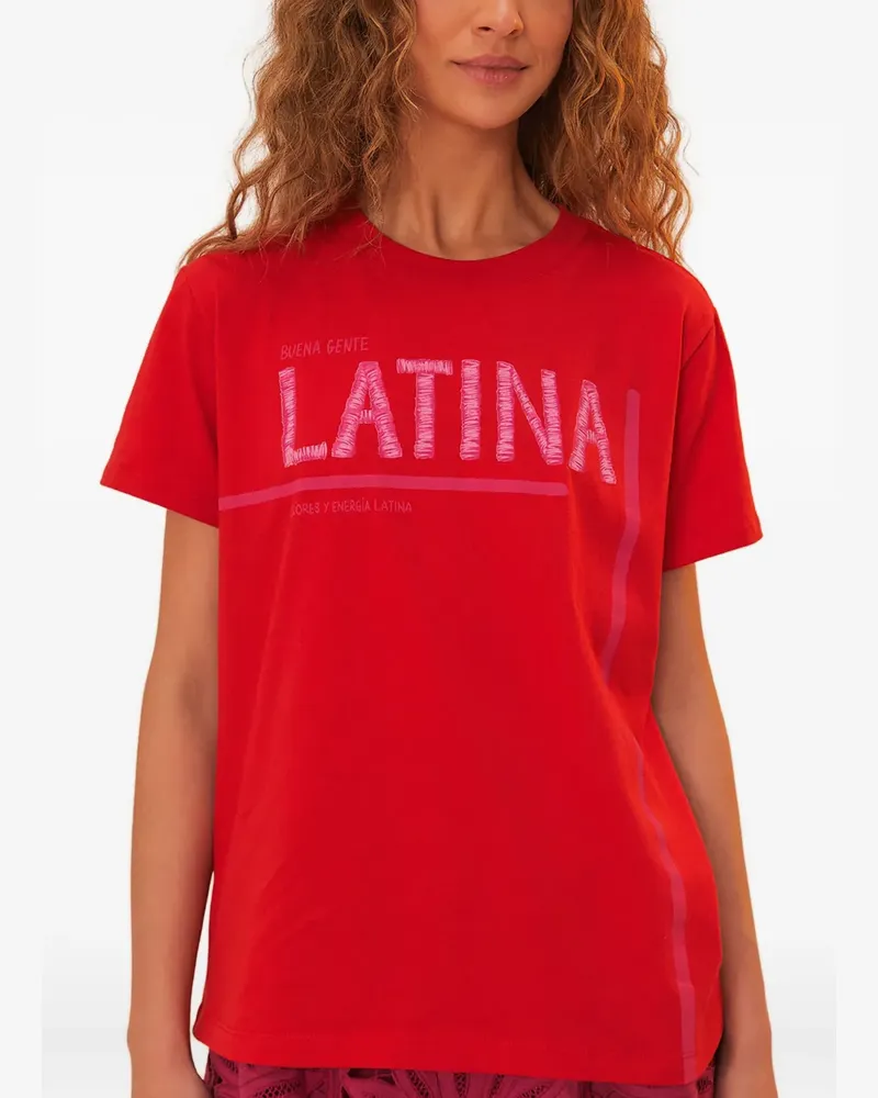 FARM Rio T-Shirt mit Stickerei - Rot Rot